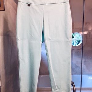 Pale blue capris,stretchy waist, no zipper